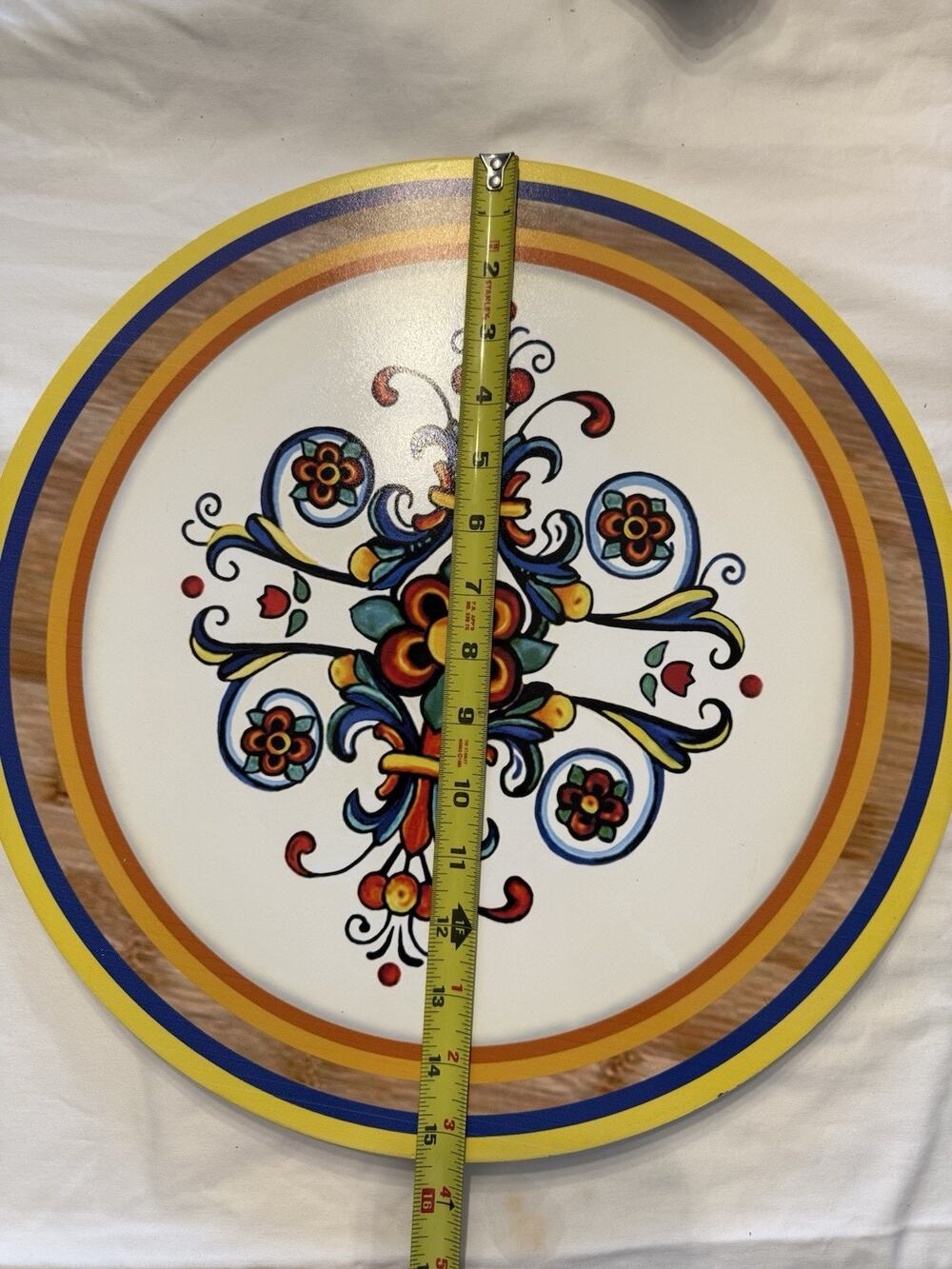 Lazy Susan Dining Table Centerpiece Kitchen Turntable Wooden 12” hand painted